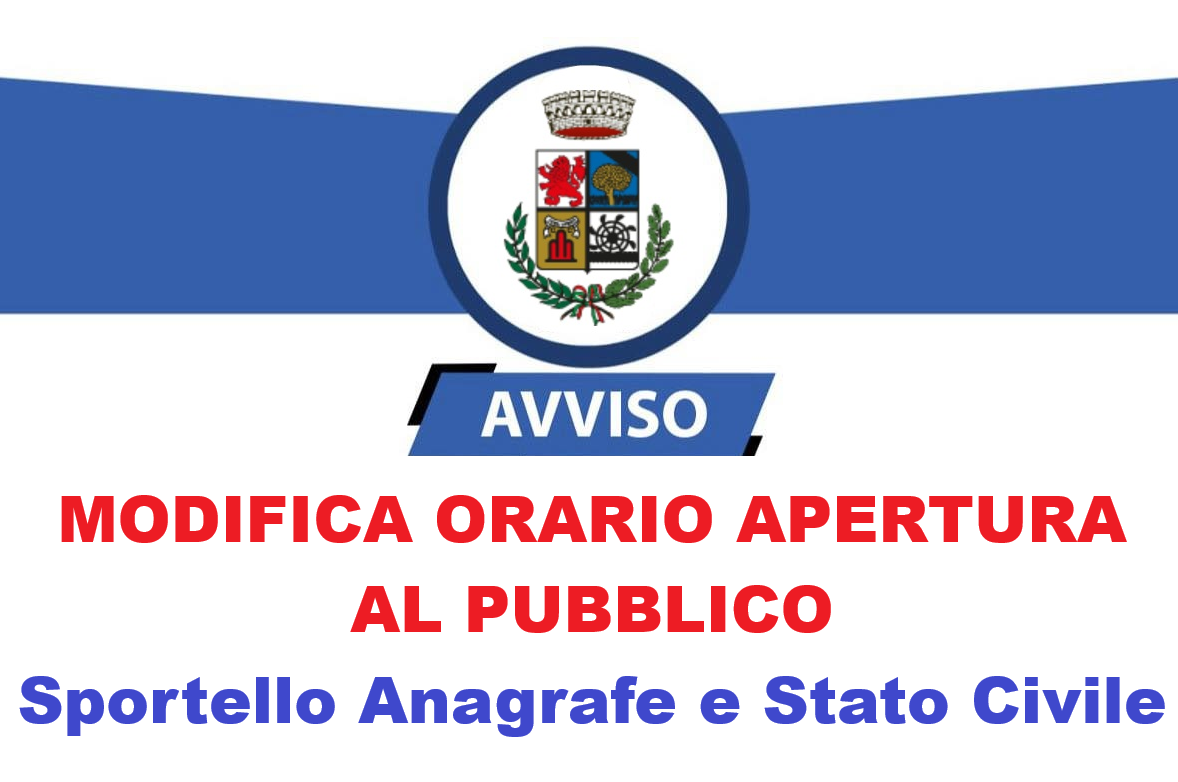 Orario ricevimento Sportello Anagrafe: chiusura il luned� mattina